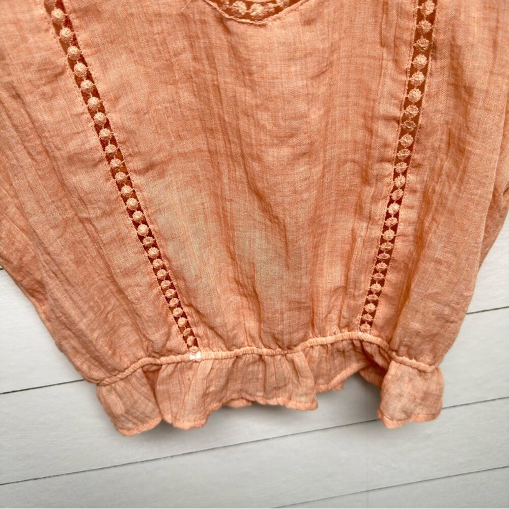 Lily Star Peach Ruffle Blouse Small Cottagecore Fairy Lace Trim Romantic Top - Picture 7 of 8